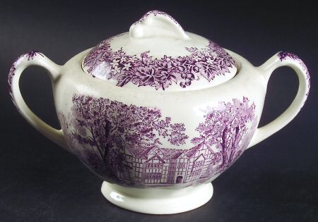 Romantic England Purple Sugar Bowl & Lid