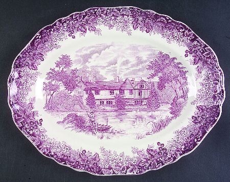 Romantic England Purple 12" Oval Serving Platter