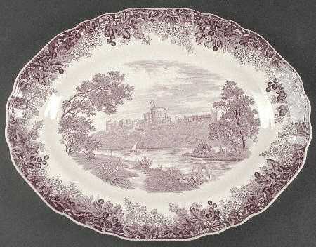Romantic England Purple 14" Oval Serving Platter
