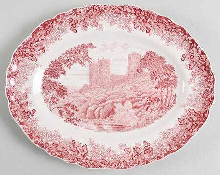 Romantic England Red (Shield-No Dishwash Marking) 11" Oval Serving Platter