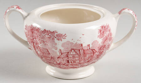 Romantic England Red (Shield-No Dishwash Marking) Sugar Bowl No Lid