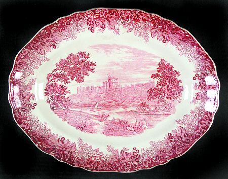 Romantic England Red (Shield-No Dishwash Marking) 14" Oval Serving Platter