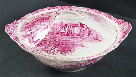 Romantic England Red (Shield-No Dishwash Marking) Round Covered Vegetable