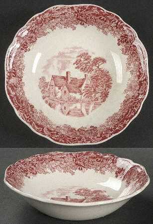 Romantic England Red (Shield-No Dishwash Marking) Fruit/Dessert (Sauce) Bowl