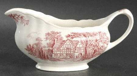 Romantic England Red (Shield-No Dishwash Marking) Gravy Boat