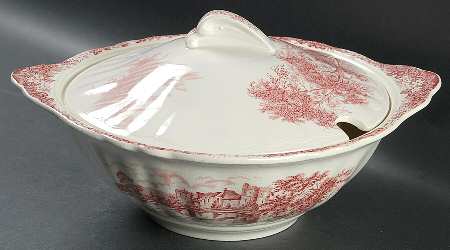 Romantic England Red (Shield-No Dishwash Marking) Tureen &  Lid
