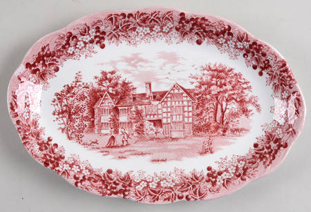 Romantic England Red (Round, Dishwasher Safe Mark) Relish/Gravy Underplate