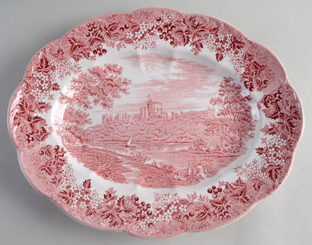 Romantic England Red (Round, Dishwasher Safe Mark) 13" Oval Serving Platter