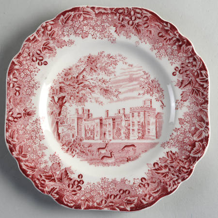 Romantic England Red (Round, Dishwasher Safe Mark) Square Dessert Plate