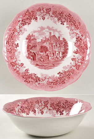 Romantic England Red (Round, Dishwasher Safe Mark) 8" Round Vegetable Bowl
