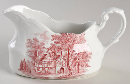 Romantic England Red (Round, Dishwasher Safe Mark) Gravy Boat