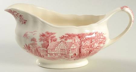 Romantic England Red (Round, Dishwasher Safe Mark) Gravy Boat