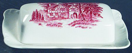 Romantic England Red (Round, Dishwasher Safe Mark) 1/4 Lb Covered Butter