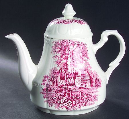 Romantic England Red (Round, Dishwasher Safe Mark) Teapot & Lid