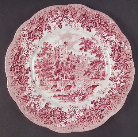 Romantic England Red (Round, Dishwasher Safe Mark) Dinner Plate