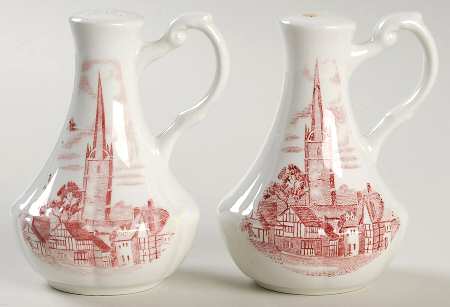 Romantic England Red (Round, Dishwasher Safe Mark) Salt & Pepper Set
