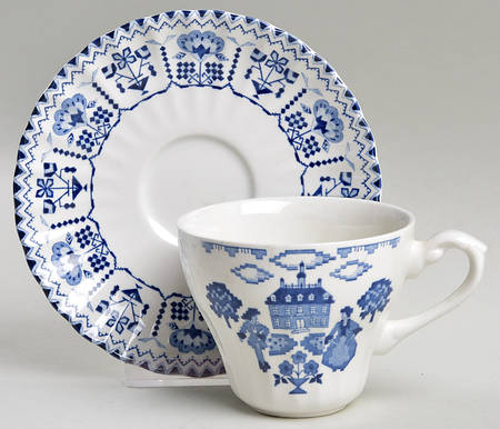 Sampler Blue Flat Cup & Saucer Set