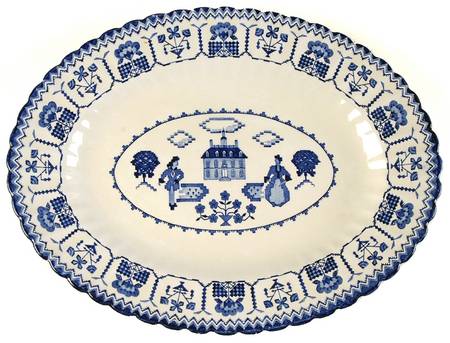 Sampler Blue 12" Oval Serving Platter