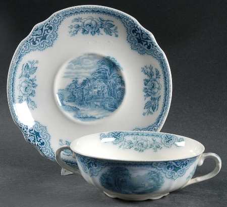Sandown, The Blue Flat Cream Soup Bowl & Saucer Set