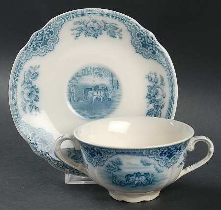 Sandown, The Blue Footed Bouillon Cup & Saucer
