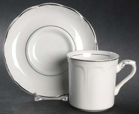 Silver Baroque Flat Cup & Saucer Set