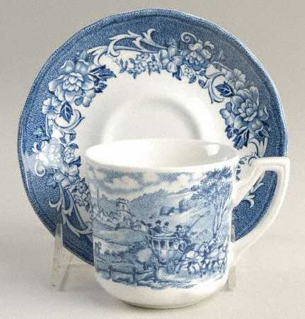 Stratford Stage Blue Flat Cup & Saucer Set
