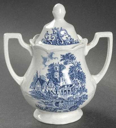 Stratford Stage Blue Sugar Bowl & Lid