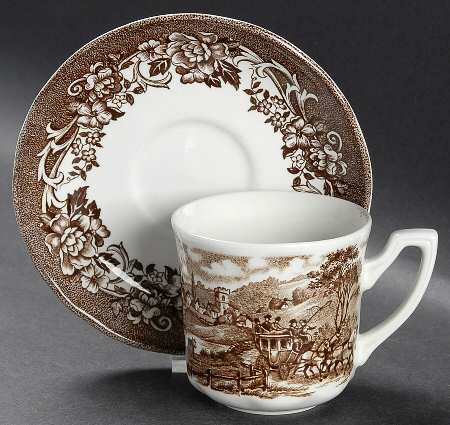 Stratford Stage Brown Flat Cup & Saucer Set