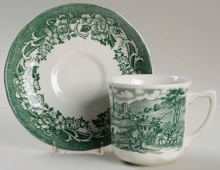 Stratford Stage Green Flat Cup & Saucer Set