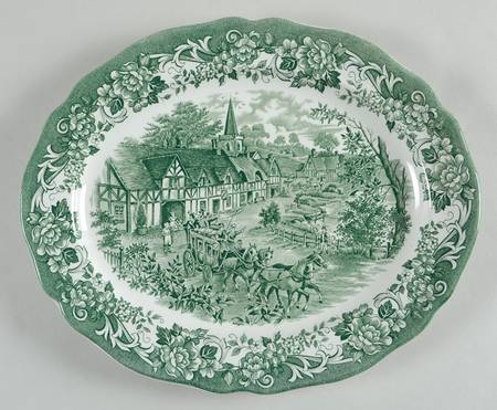 Stratford Stage Green 12" Oval Serving Platter