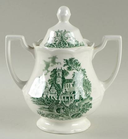 Stratford Stage Green Sugar Bowl & Lid