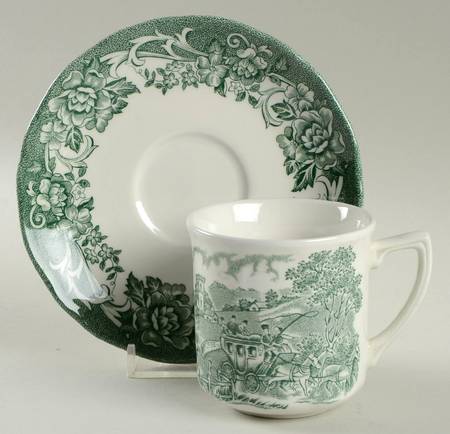 Stratford Stage Green Flat Demitasse Cup & Saucer Set