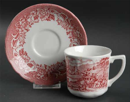 Stratford Stage Pink Flat Cup & Saucer Set