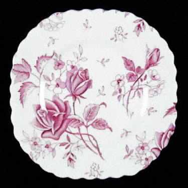 Tudor Roses Pink (Ribbed, White Background) Square Dessert Plate
