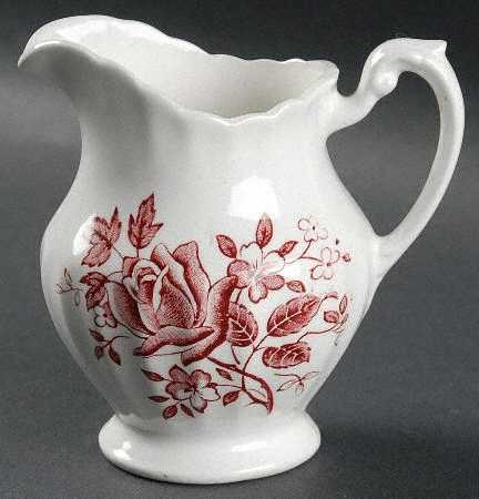 Tudor Roses Pink (Ribbed, White Background) Creamer