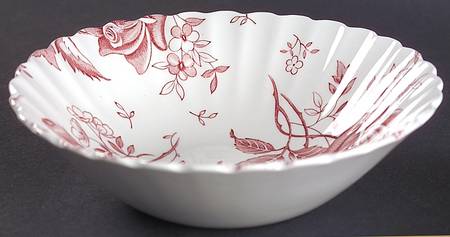 Tudor Roses Pink (Ribbed, White Background) Coupe Cereal Bowl