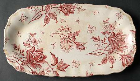 Tudor Roses Pink (Semi Scalloped, Cream Bckgrnd) Celery