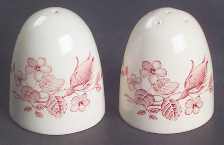 Tudor Roses Pink (Semi Scalloped, Cream Bckgrnd) Salt & Pepper Set