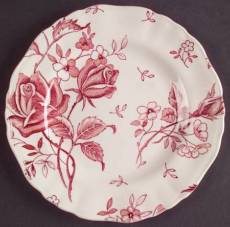 Tudor Roses Pink (Semi Scalloped, Cream Bckgrnd) Bread & Butter Plate