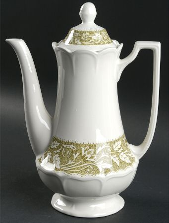 Victoria Green (Floral Rim, No Trim) Coffee Pot & Lid
