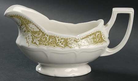 Victoria Green (Floral Rim, No Trim) Gravy Boat