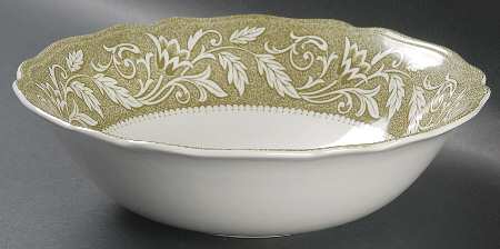 Victoria Green (Floral Rim, No Trim) 8" Round Vegetable Bowl