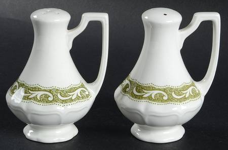 Victoria Green (Floral Rim, No Trim) Salt & Pepper Set