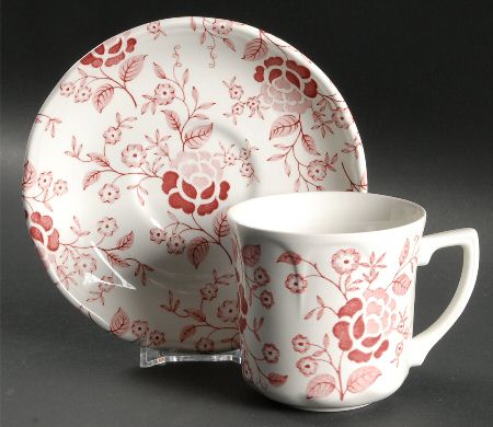Victoria Red Flat Cup & Saucer Set