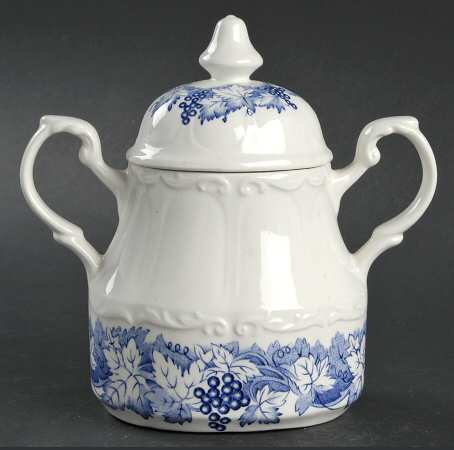 Vine Blue Sugar Bowl & Lid