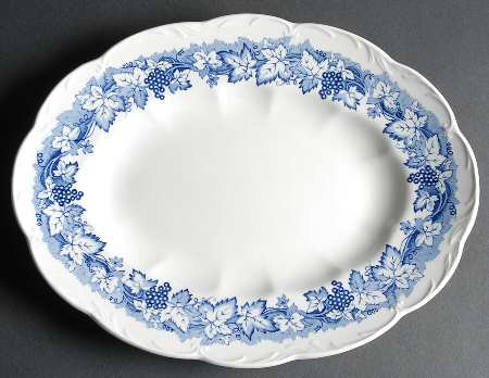 Vine Blue 14" Oval Serving Platter