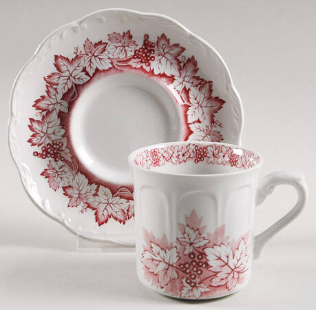 Vine Red (Pink) Flat Cup & Saucer Set