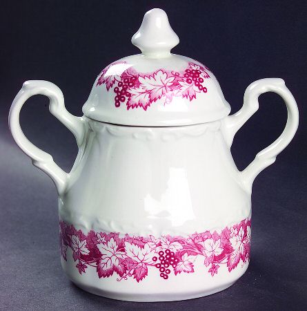 Vine Red (Pink) Sugar Bowl & Lid