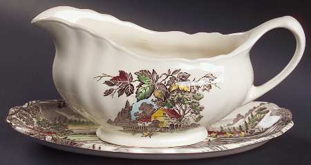 Welcome Home (Cream Background) Gravy Boat & Underplate/Relish