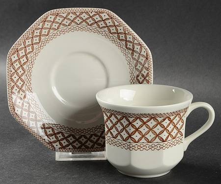 Wicker Brown Flat Cup & Saucer Set
